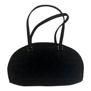 Vera Bradley Black Microfiber Lola Shoulder Bag Retired Vintage EUC